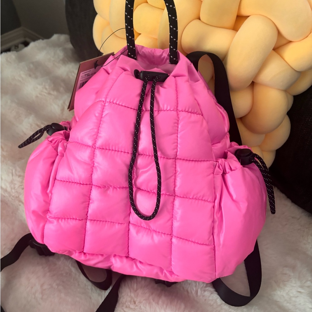 Nike Quilted Drawstring Backpack - Bright Pink wi… - image 2